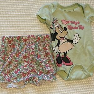 Disney Minnie Mouse Green and Pink Baby Girl Outfit-Mommy’s Minnie Me